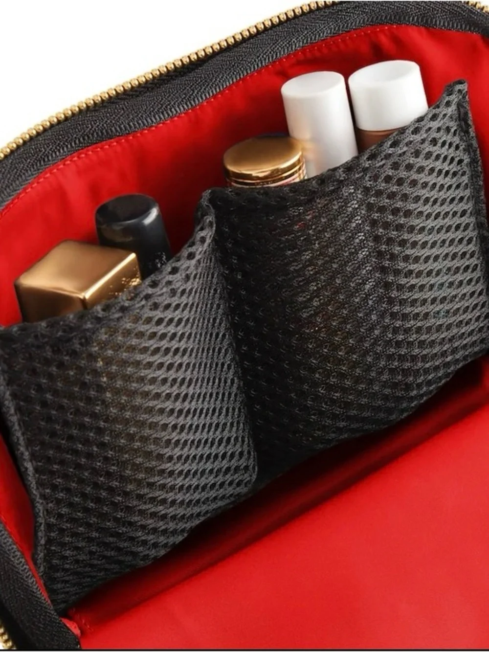 Kusshi Black Leather Everyday Makeup Bag